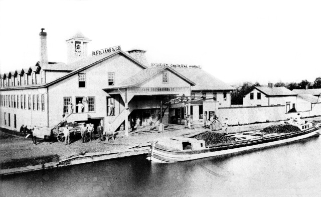 A canal boat at the DeLand Chemical Factory 
